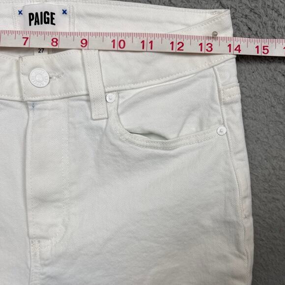 Paige Cindy Crop Denim Jeans Raw Hem Comfort Stretch Straight Fit  Mid Rise 27 - Picture 5 of 12